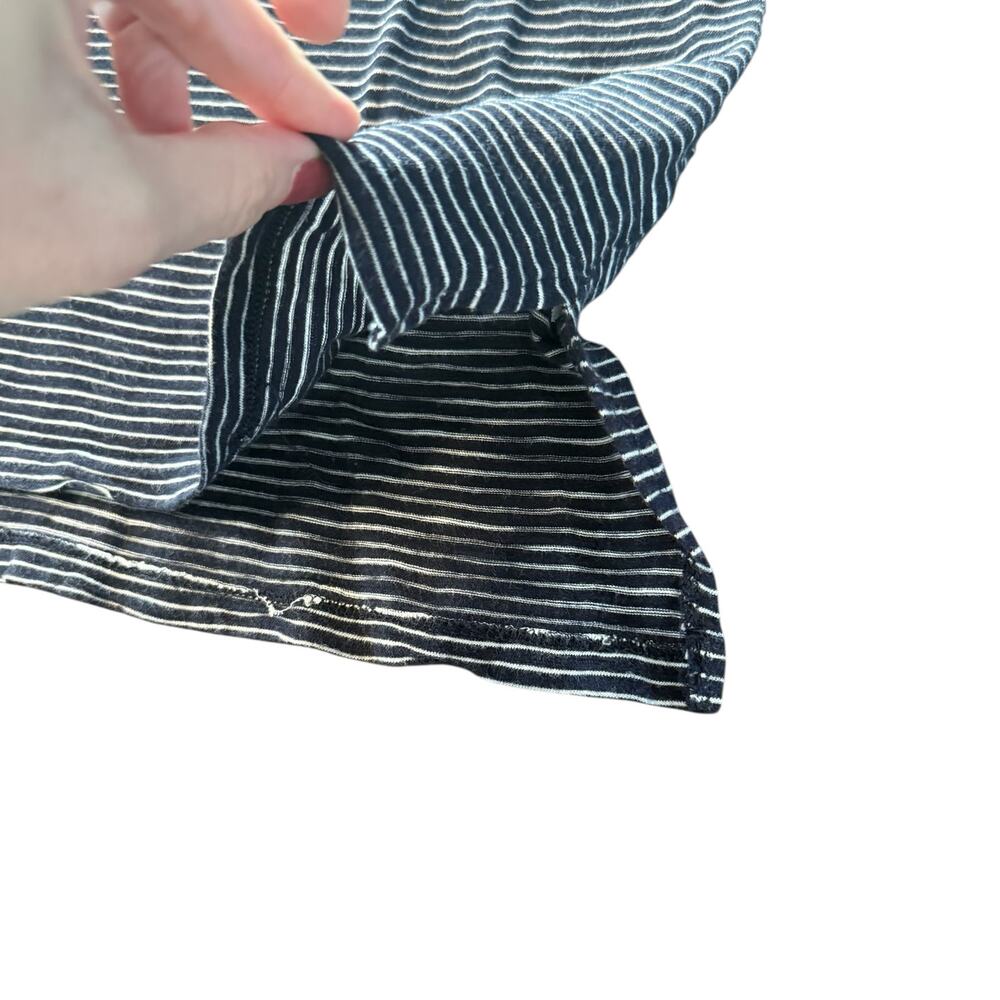 Banana Republic Women’s navy blue white striped scoop longsleeve top, Large - Picture 2 of 5
